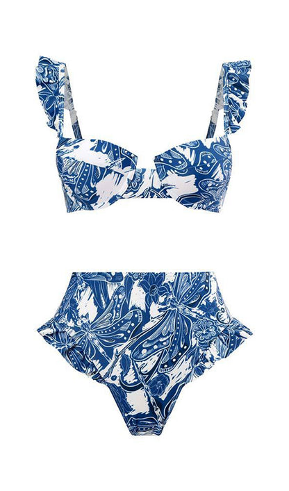 Çiçekli Bikini Mayo-Pareo Takımı Niebbla