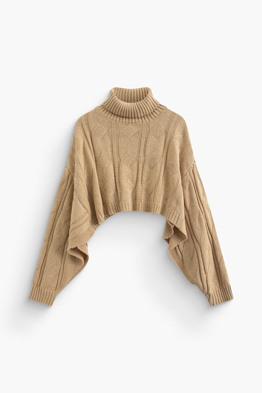 Basic Solid Knit Mock Kazak Siaora