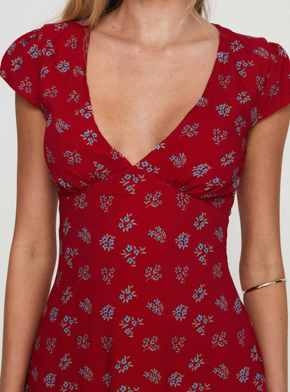 Cannelloni Mini Elbise Kırmızı Quvarse