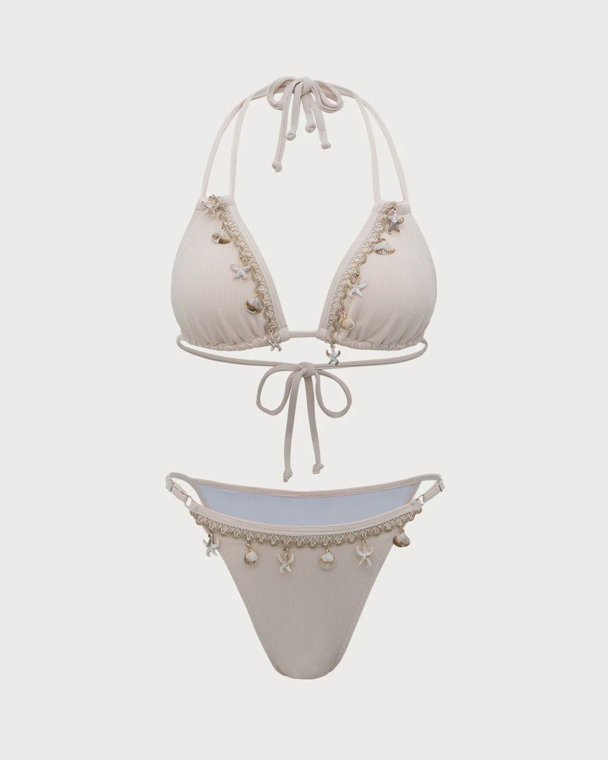Beyaz Kabuk Süslemeli Bikini Takımı Siaora