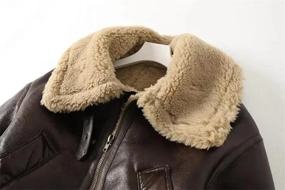 Kürklü Aviator Deri Ceket Siaora