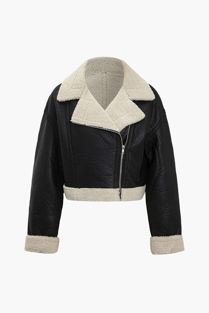 Solid Faux Leather Fleece Mont Niebbla