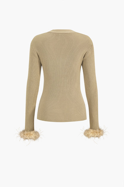 Button V-Neck Long-Sleeve Hırka Siaora