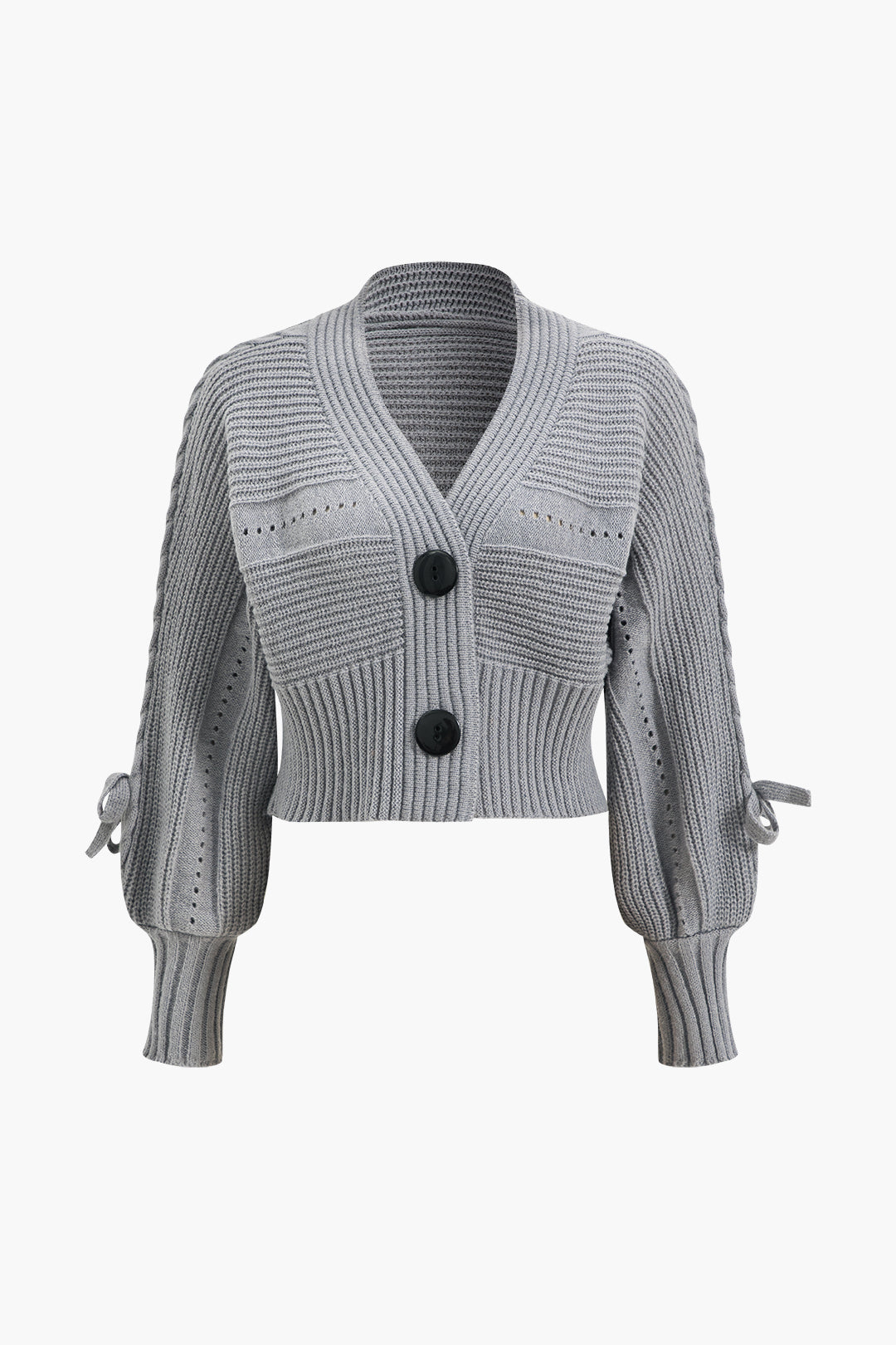 Buttoned Ribbed Knit Cropped Hırka Siaora