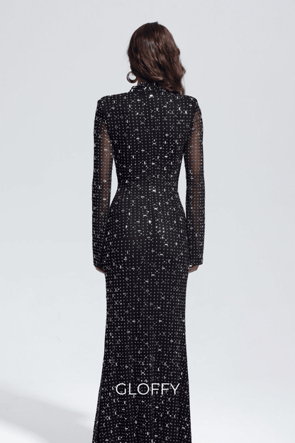 Andie Strasslı Bodycon Uzun Kollu Maxi Elbise Shine Aura