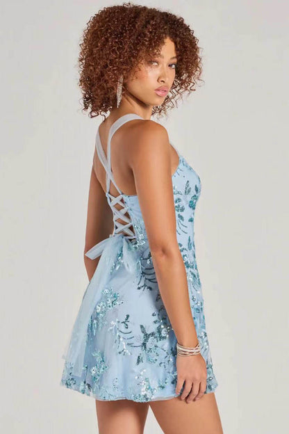 Glam Night Payetli Mini Elbise Niebbla