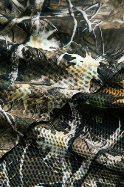 Branch Print Mesh Off Shoulder Uzun Kollu Üst Siaora