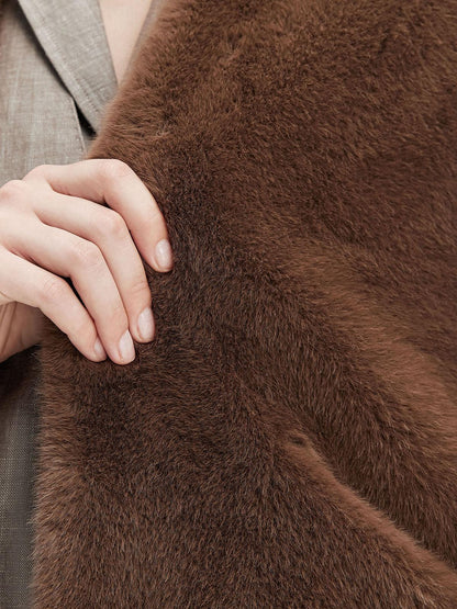 Kahverengi Oversize Peluş Ceket Siaora