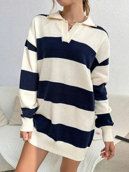 Lina Çizgili Oversize Triko Tunik Siaora