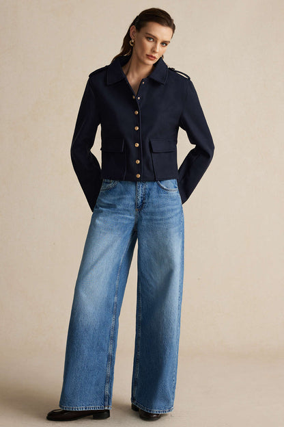 Button Pocket Long Sleeve Ceket Siaora