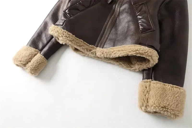 Kürklü Aviator Deri Ceket Siaora