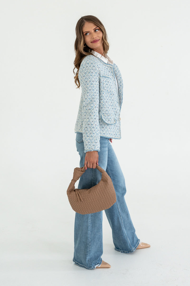 Uzun Kollu Tweed Düğmeli Ceket Niebbla