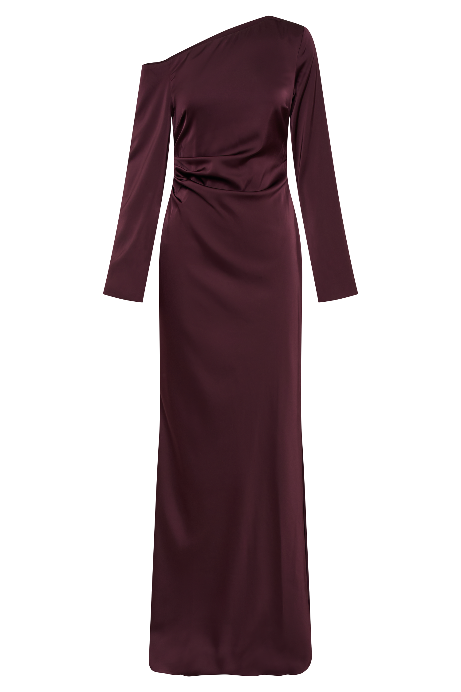 ROF Avery Uzun Kollu Maxi Elbise - Mürdüm Shine Aura