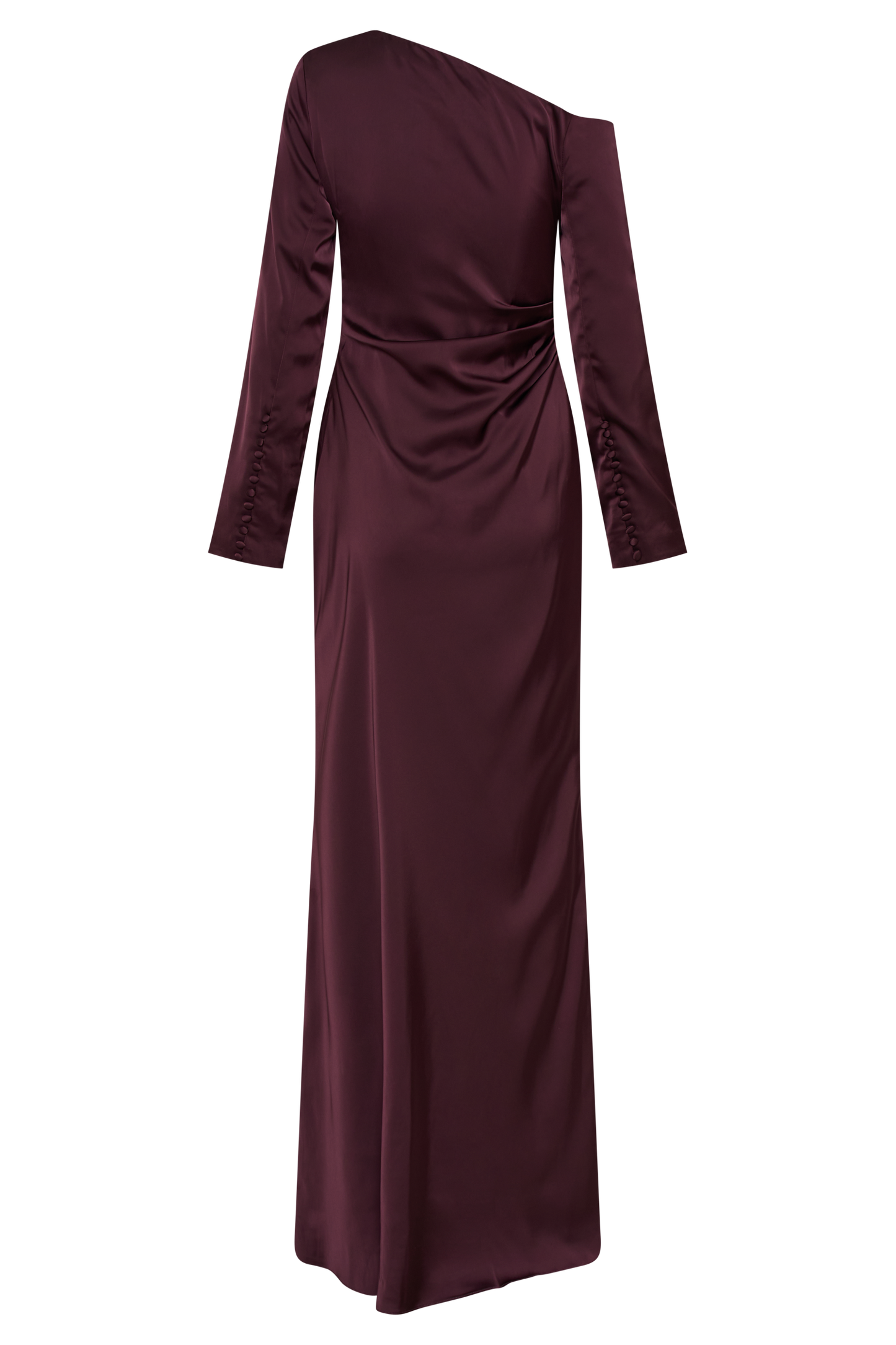 ROF Avery Uzun Kollu Maxi Elbise - Mürdüm Shine Aura