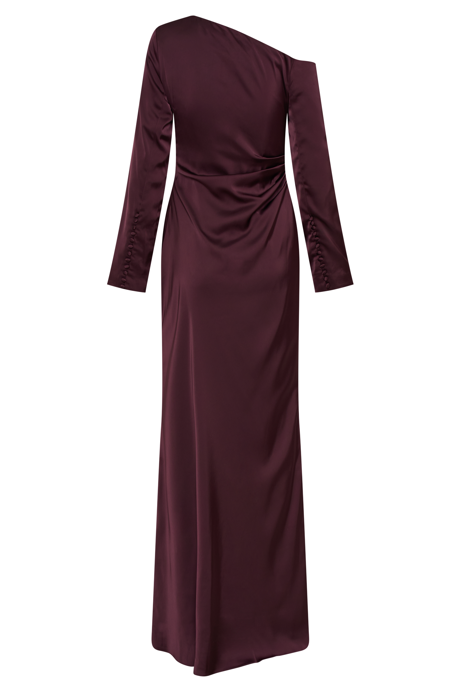ROF Avery Uzun Kollu Maxi Elbise - Mürdüm Shine Aura
