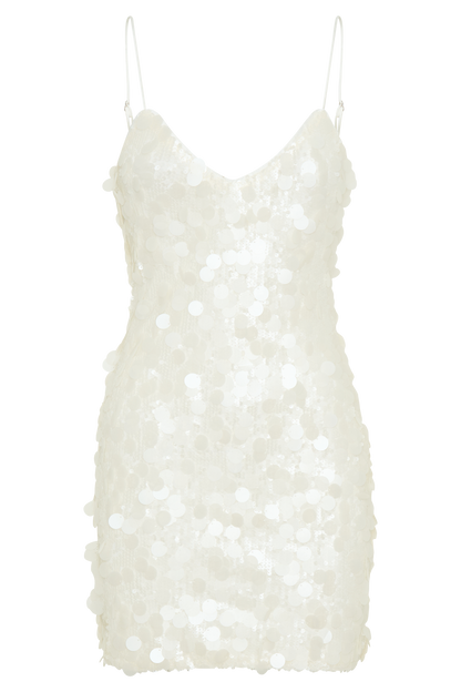ROF Romilly Payet Mini Elbise - Fildişi Shine Aura