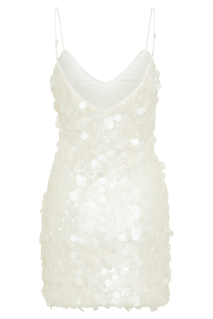 ROF Romilly Payet Mini Elbise - Fildişi Shine Aura