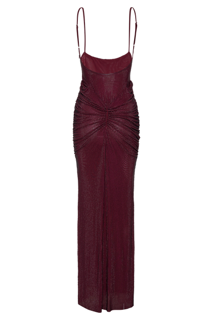 ROF Roisin Diamante Saten Maxi Elbise - Maun Shine Aura