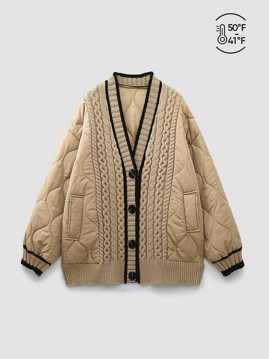 Örgülü Kiloş Oversized Hırka Kaban Quvarse
