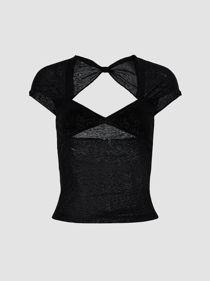 Yarı saydam Ağ mesh Açık Sırt T-shirt Quvarse