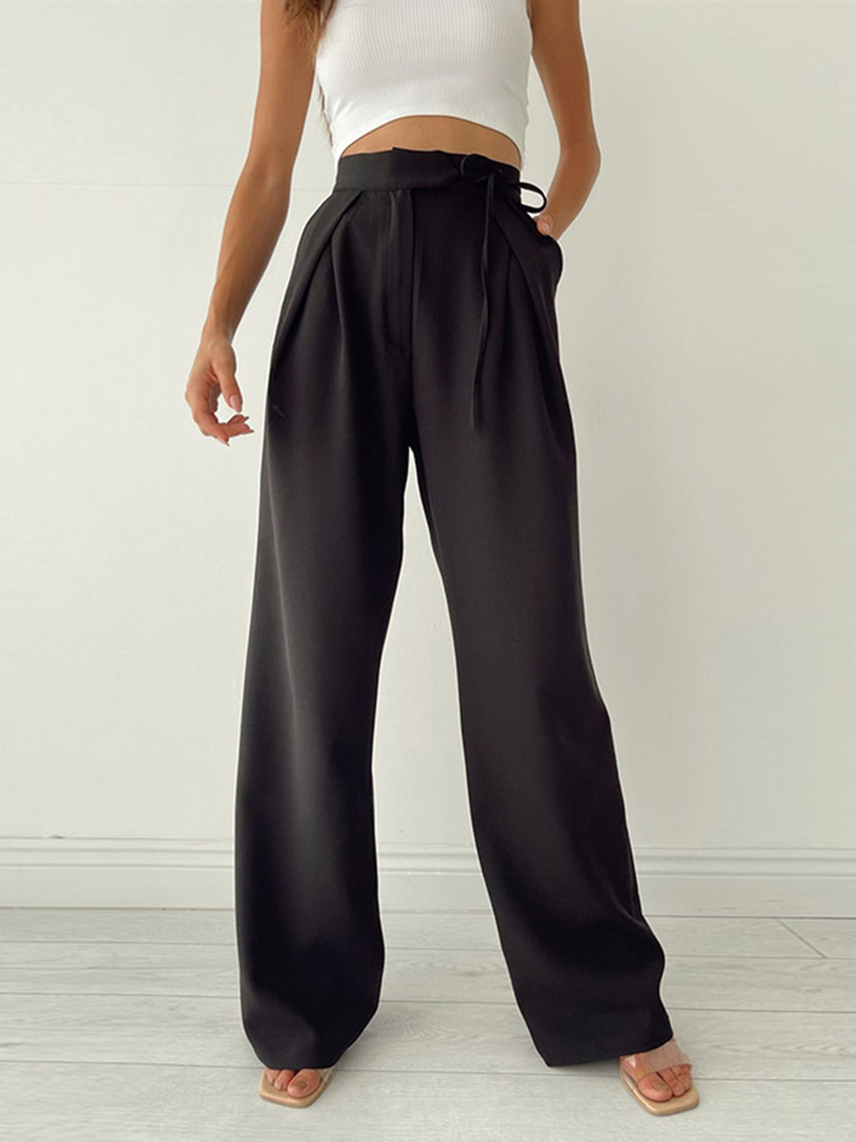 Palazzo Tied Geniş Paça Elbise Pantolon Niebbla