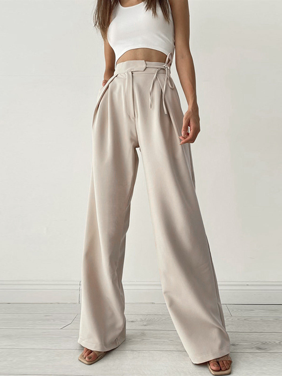 Palazzo Tied Geniş Paça Elbise Pantolon Niebbla
