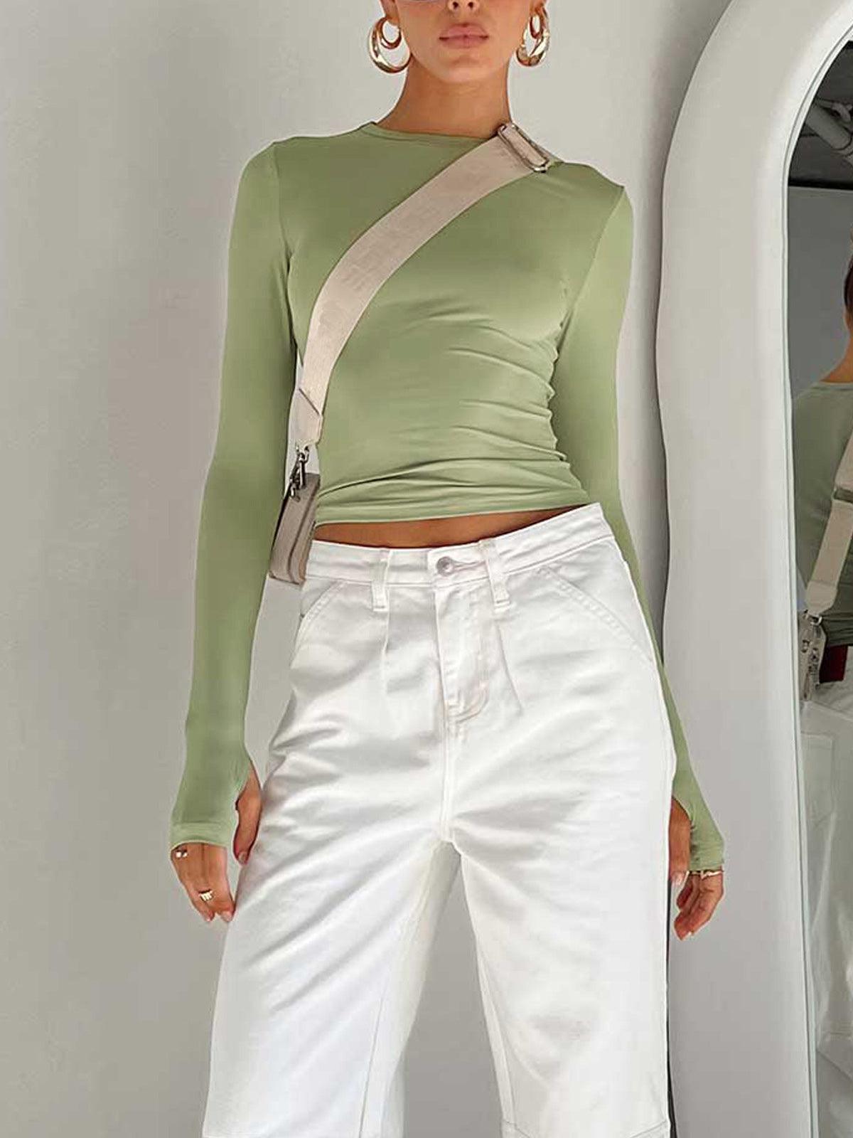 Zarif Uzun Kollu Crop Bluz Siaora