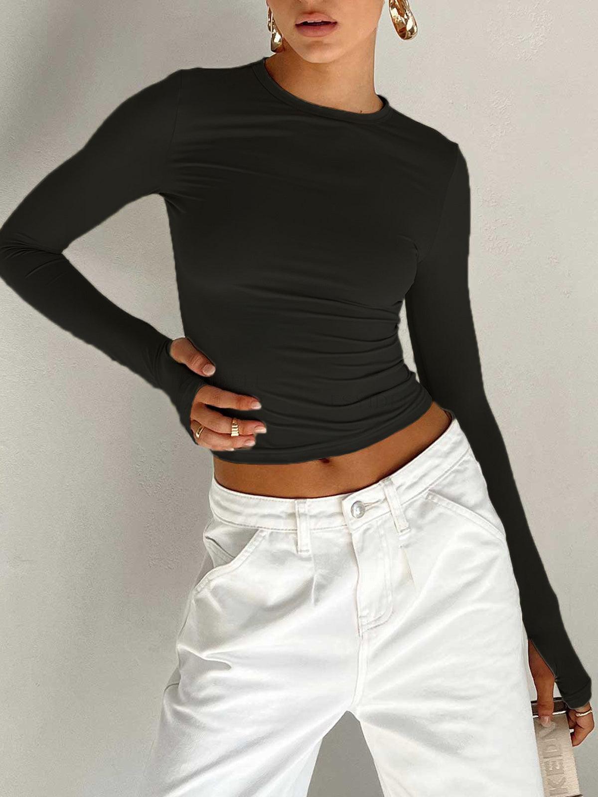 Zarif Uzun Kollu Crop Bluz Siaora
