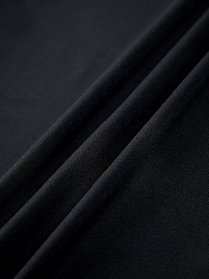 Minimal Siyah Yüksek Yaka Crop Bluz Siaora