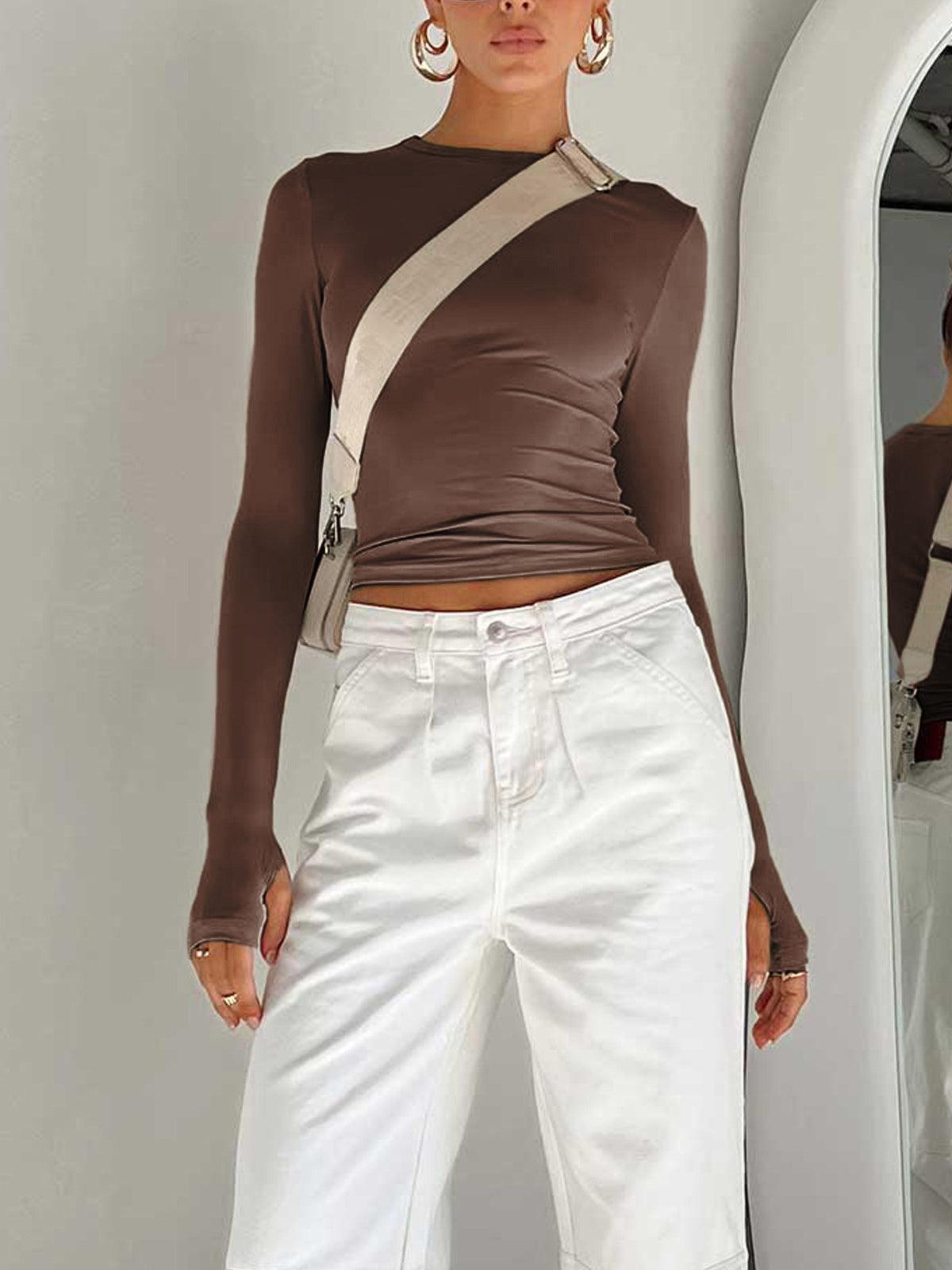 Zarif Uzun Kollu Crop Bluz Siaora