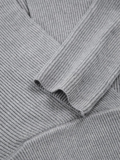 Gri Kuşak Detaylı Minimalist Triko Kazak Siaora