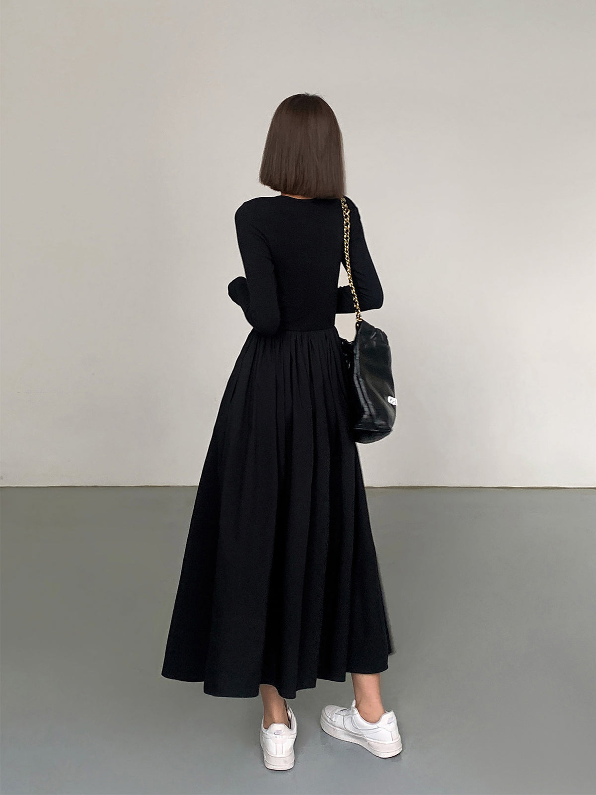 Leisure Pockets Long Sleeve Long Dress COMMENSE