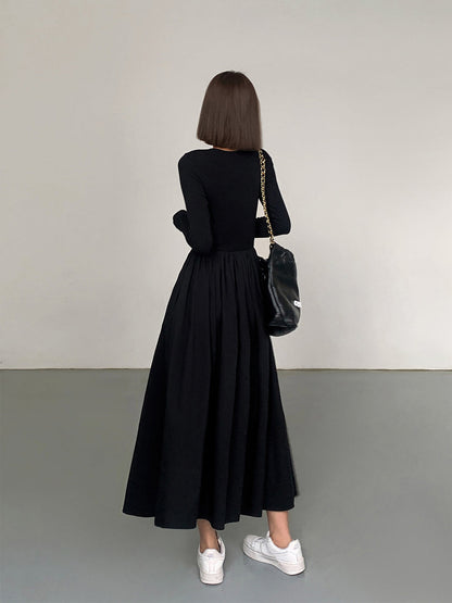 Leisure Pockets Long Sleeve Long Dress COMMENSE