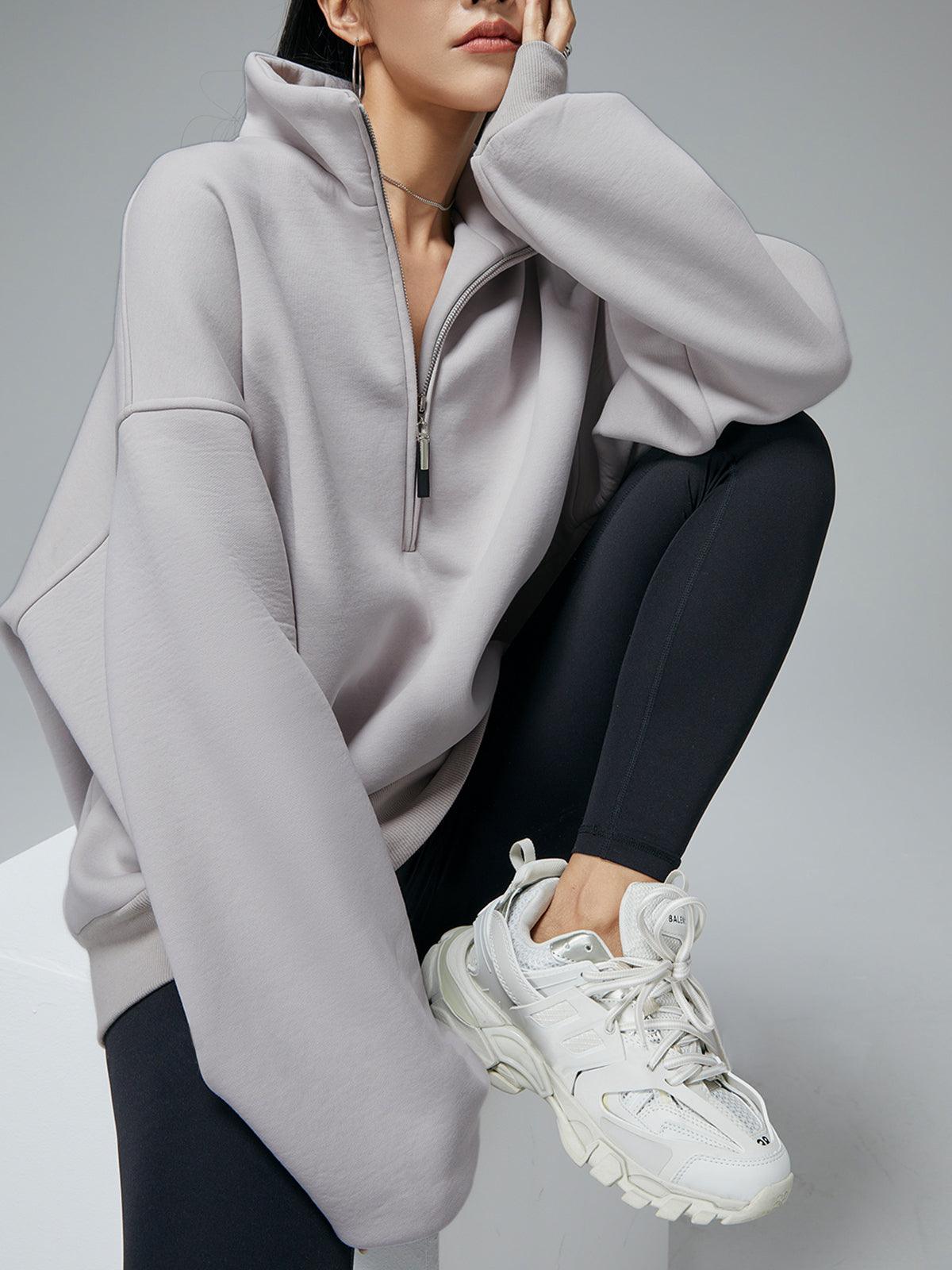 Yarım Fermuarlı Oversize Sweatshirt Niebbla