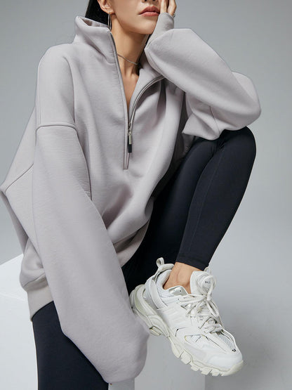 Yarım Fermuarlı Oversize Sweatshirt Niebbla