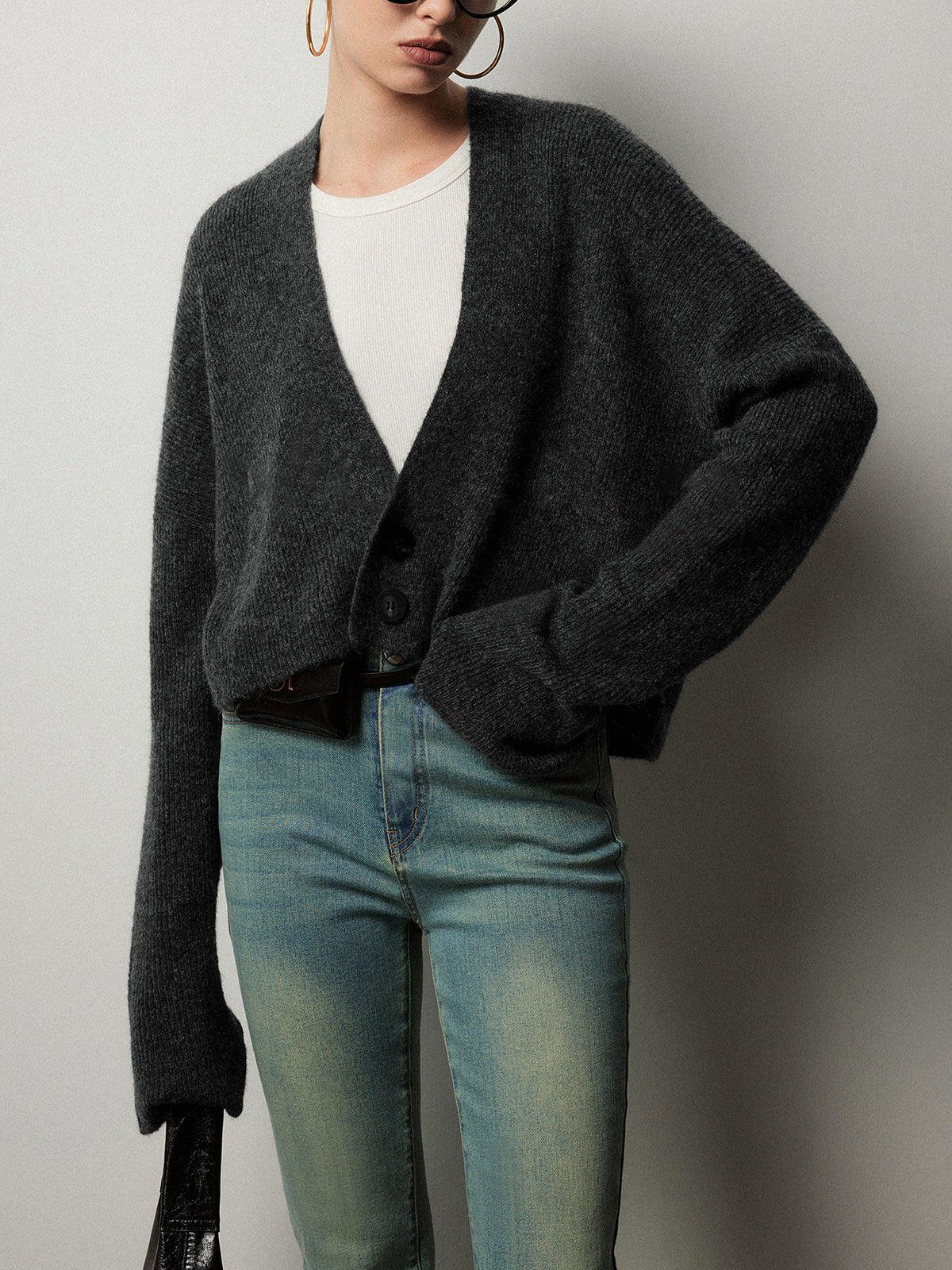Düğmeli Slouchy Hırka Siaora