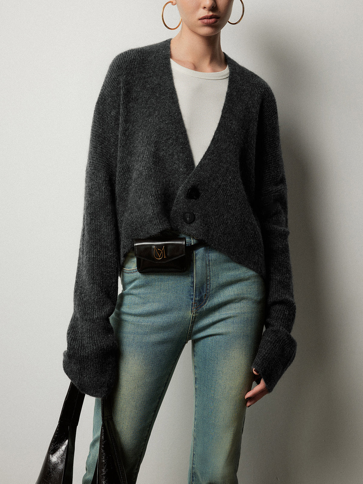 Düğmeli Slouchy Hırka Siaora