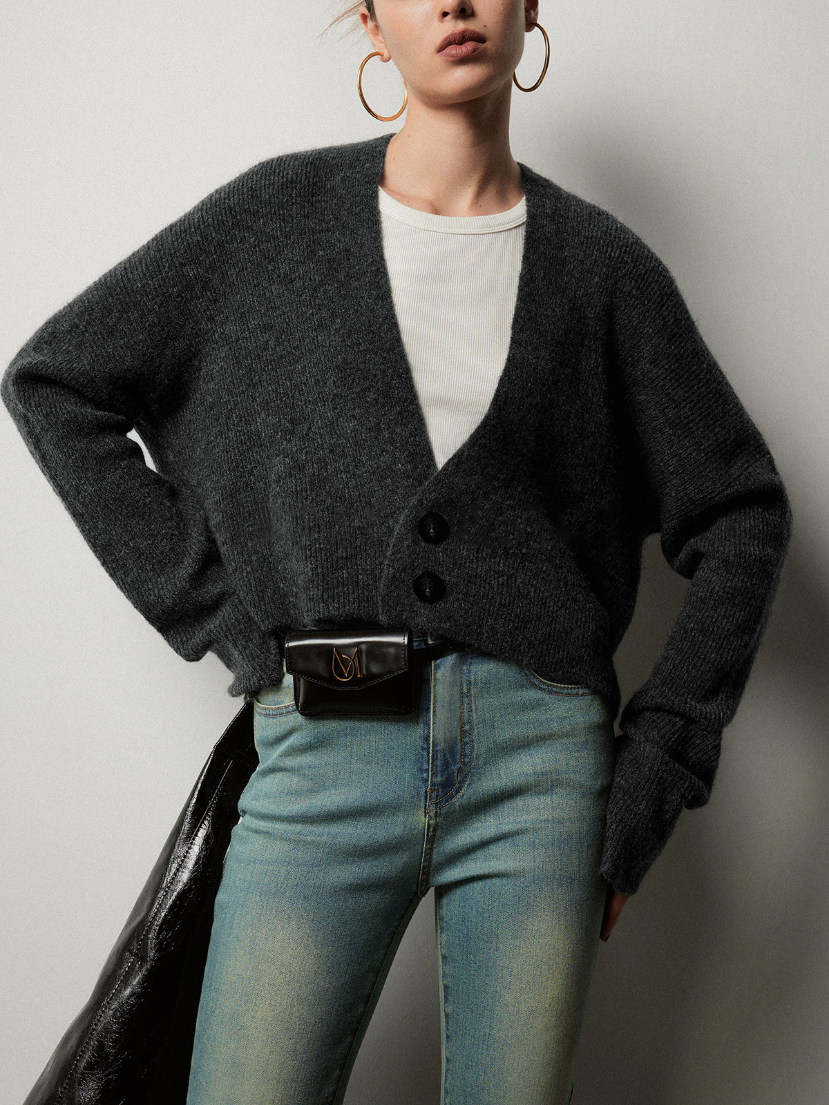 Düğmeli Slouchy Hırka Siaora
