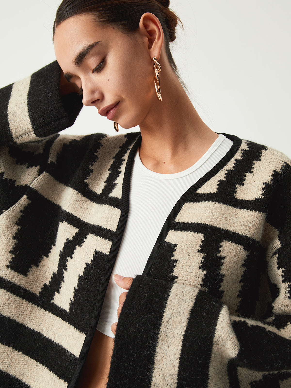 Geometrik Desenli Kimono Hırka Siaora