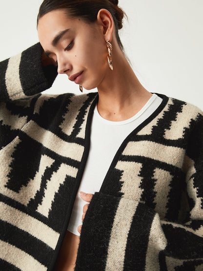 Geometrik Desenli Kimono Hırka Siaora