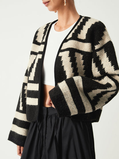 Geometrik Desenli Kimono Hırka Siaora