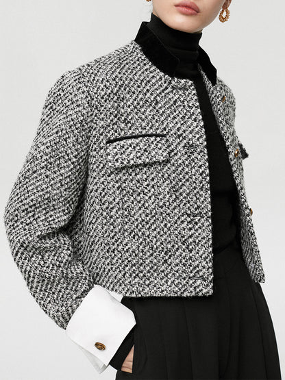 İkili Renkli Kısa Tweed Ceket Quvarse