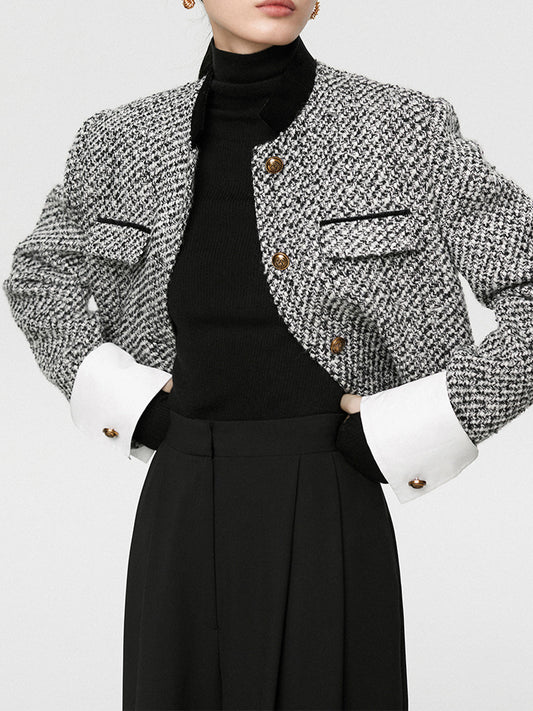 İkili Renkli Kısa Tweed Ceket Quvarse