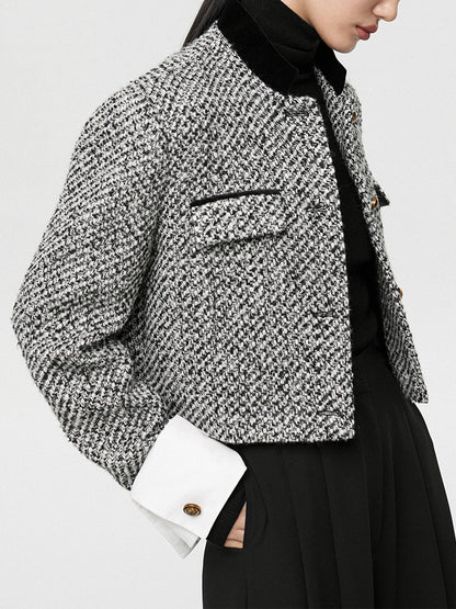 İkili Renkli Kısa Tweed Ceket Quvarse