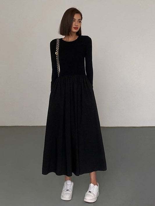 Leisure Pockets Long Sleeve Long Dress COMMENSE