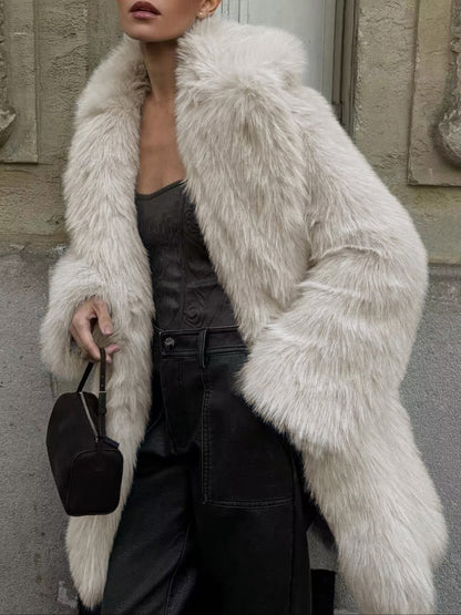 Oversized Fuzzy Kadın Suni Kürk Kaban Quvarse