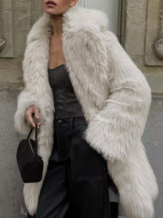Oversized Fuzzy Kadın Suni Kürk Kaban Quvarse