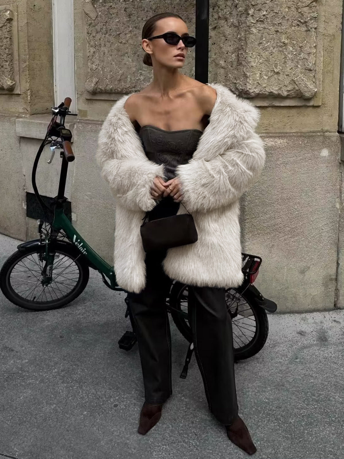 Oversized Fuzzy Kadın Suni Kürk Kaban Quvarse