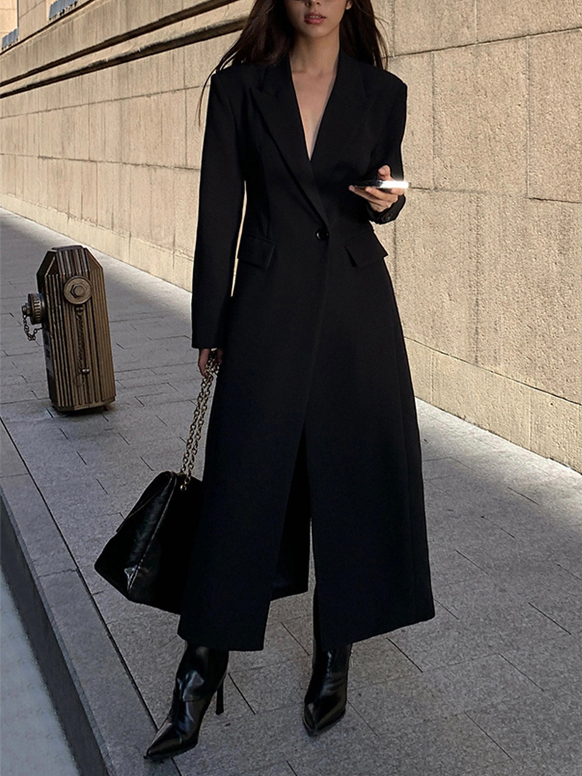 Yaka Cepli Blazer Palto Quvarse