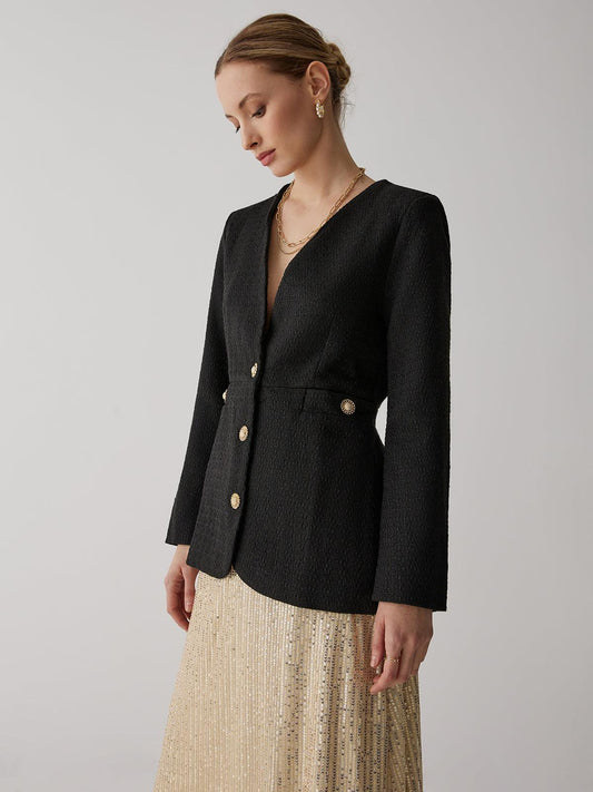 Golden Button Elegance Blazer Siaora